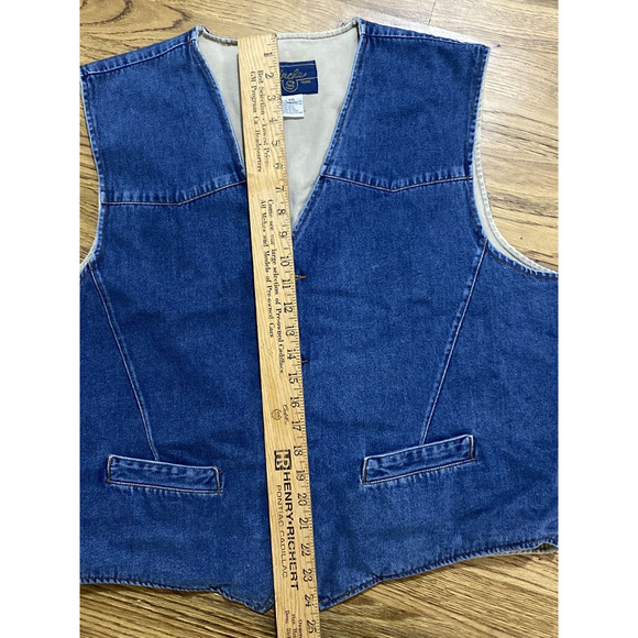 Circle S Dallas Texas Denim Vest Mens XXL 100% Cotton Blue Cowboy Western Vest - Picture 4 of 8